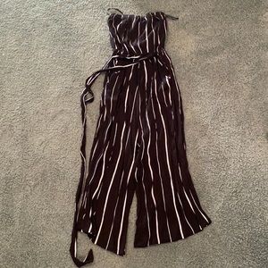 Strapless striped jumpsuit